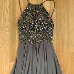 Jovani Grey, Beaded Bodice Prom Dress, Size 2